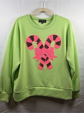 Lime Green Candy-Cane Crewneck Sweatshirt